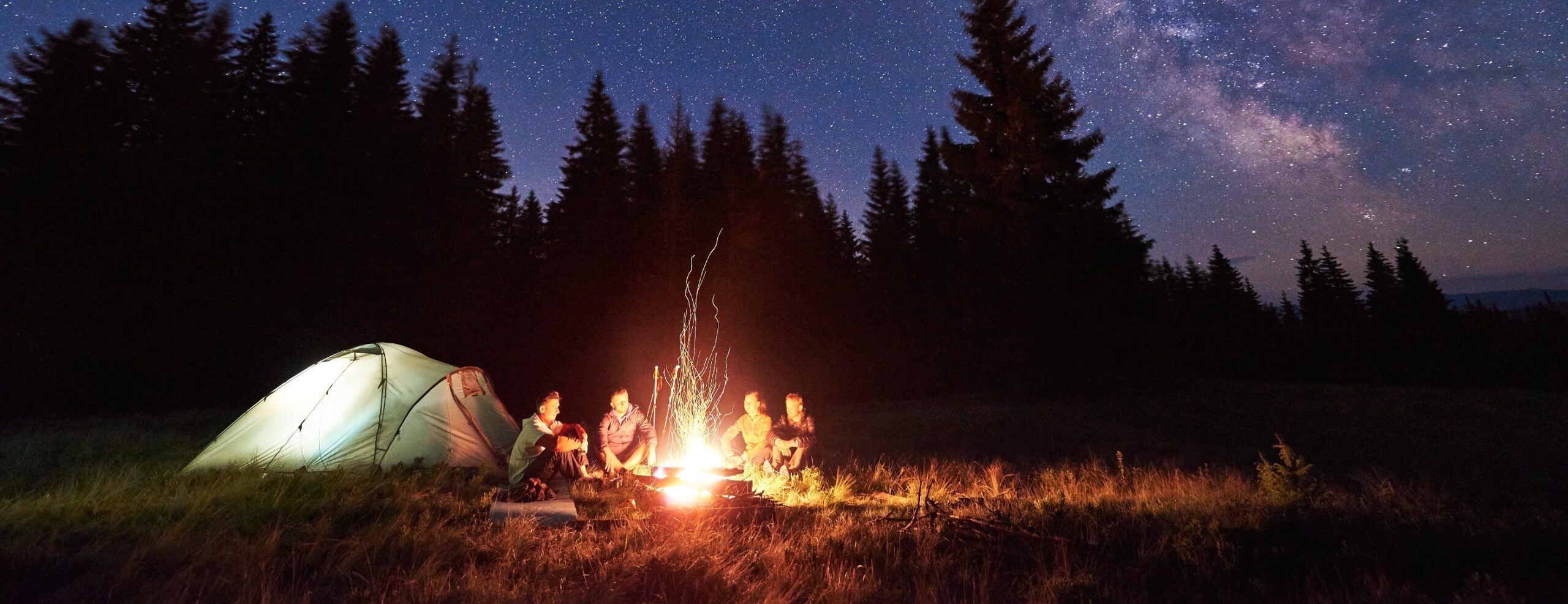 Expedition Gear -Expedition Gear 3020 camping tentcamperscampfireforestnighttime viashutterstock Header min scaled